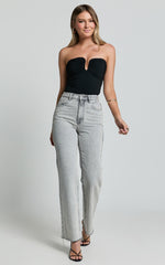 Dexter Jeans - High Waisted Straight Leg Denim Jeans in Grey Wash