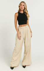 Clarke Pants - High Waist Wide Leg Pants in Stone