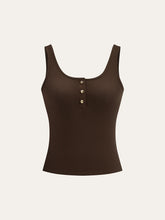 Ribbed Button-Front Tank Top