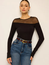 Sheer-Paneled Long-Sleeve Top