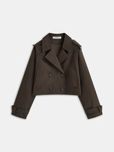 Double-Button Cropped Trench Coat