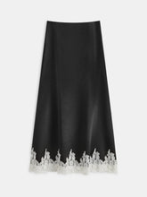 Lace Trim Satin Maxi Skirt