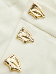 Mid-Waist Asymmetric Metal Detail Wide-Leg Pants