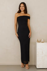 Berry Fresh Mesh One Shoulder Maxi Dress Black