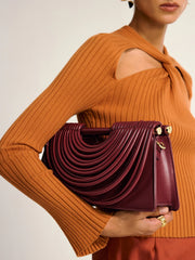 Curved Striped Handle PU Leather Bag