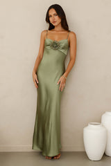 Ultimate Style Satin Maxi Dress Green