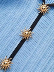 Contrast Trim Lapel Knit Dress