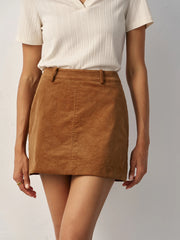 Corduroy Mid-Waist Mini Skirt