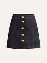 Metal Button-Front Mini Skirt