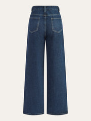 Mid-Waisted Wide-Leg Denim Pants