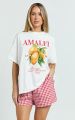 Aurella Two Piece Set - Amalfi T-Shirt Set in White/Red