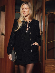 Sequin-Embellished Tweed Blazer