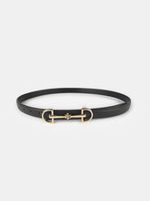 Horsebit Buckle Leather Thin Belt