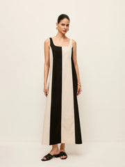 Cotton & Linen Striped Sleeveless Dress
