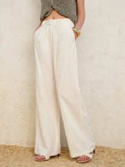 Cotton & Linen High-Waisted Pocketed Pants