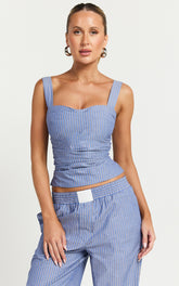 Lioness - Cobain Corset in Navy Stripe