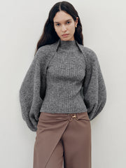 Wool-Blend Mock Neck Two-Piece Sweater Set