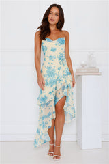 Unique Flower Midi Dress Yellow