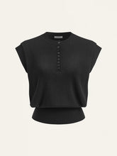 Cap Sleeve Button Cinched Knit Top