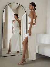 Crisscross Cutout Halter Split Knit Long Dress