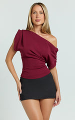 Nalfie Top - Asymmetrical Top in Wine