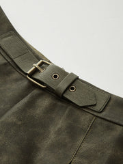 Faux Leather Pleated Shorts