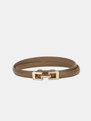 Square Buckle Slim Leather Belt