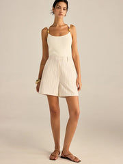 Striped Mid-Waist Shorts