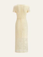Crochet Belted Midi Dress