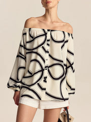 Patterned Off-Shoulder Blouse