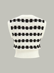 V-neck Plaid Sweater Vest