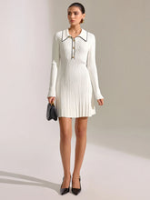 Contrast Trim Collar Long Sleeve Mini Dress