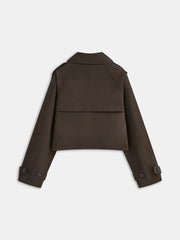 Double-Button Cropped Trench Coat