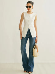 Button Detail Sleeveless Vest