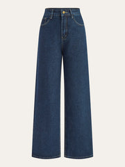 Mid-Waisted Wide-Leg Denim Pants