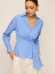 Striped Asymmetric Long Sleeve Shirt