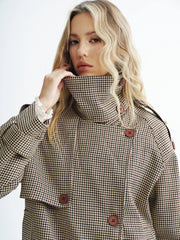 Vintage Plaid Cropped Trench Coat