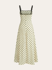 Polka Dot Midi Dress with Scalloped Straps