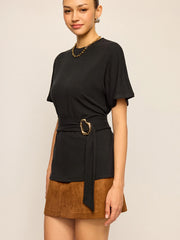 Belted Short-Sleeve Top