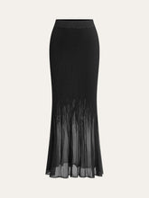 Mesh Hem Ribbed Knit Mermaid Skirt