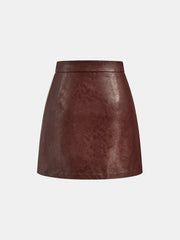 Asymmetric Metal Detail PU Leather Mini Skirt