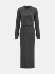 Wool-Blend Fuzzy Midi Dress