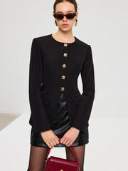Split Hem Metal Button Blazer