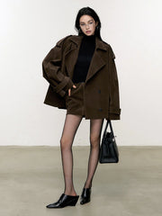 Lapel Loose Suede Effect Jacket