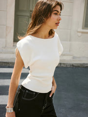 Short-Sleeve Ribbed Knit Top