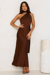 Luxe Experience Satin Maxi Dress Brown