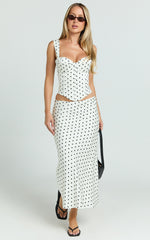 Runaway The Label - Karlita Midi Skirt in White Polka