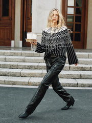 Fair Isle Pattern Bell Sleeve Sweater