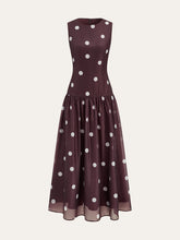 Polka Dot Sleeveless Chiffon Maxi Dress