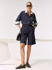 Contrast Collar & Cuff Striped Shirt